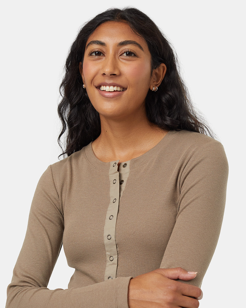 Rib Snap Placket Henley - Image 4