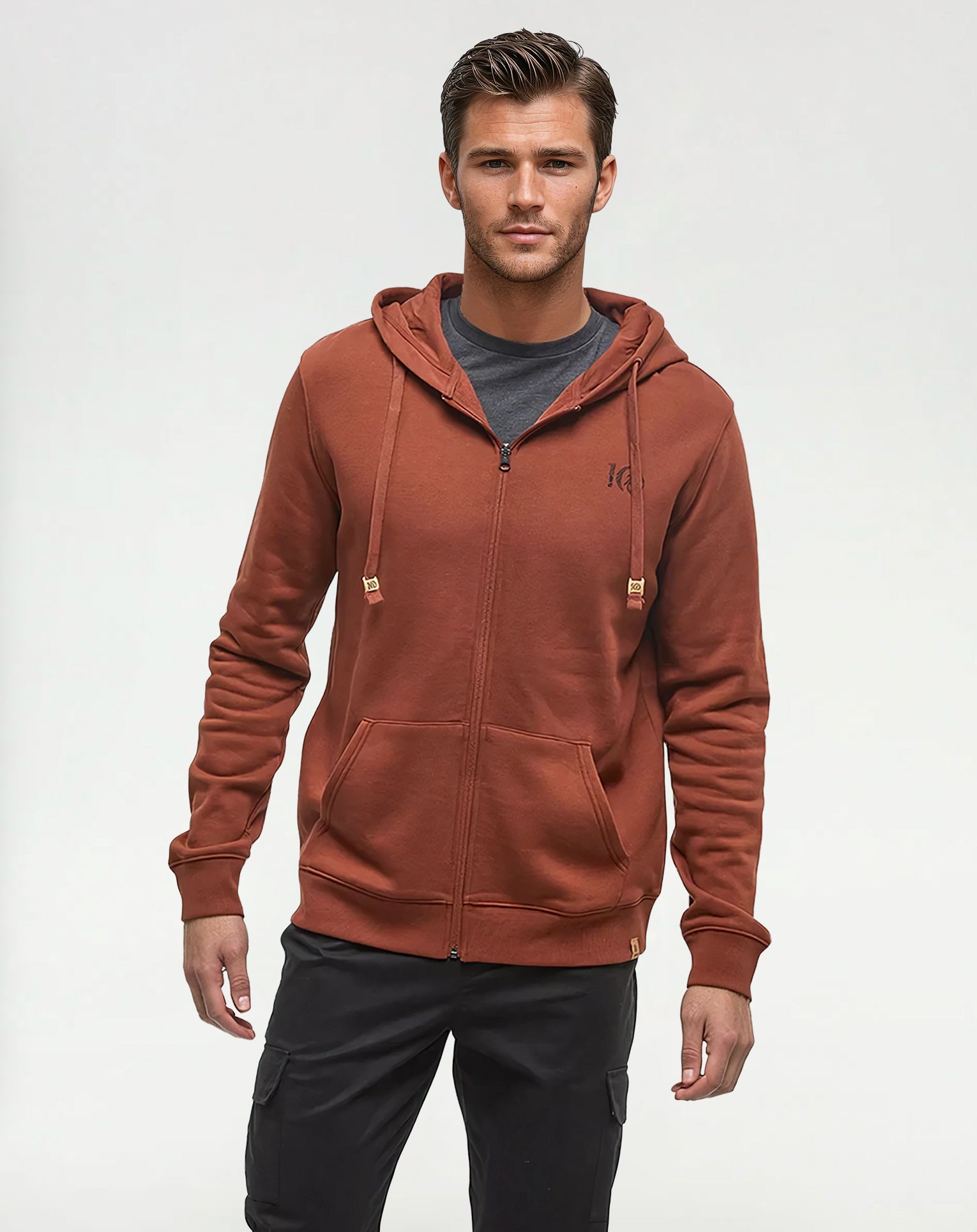 Woodblock Ten Zip Hoodie - Image 3